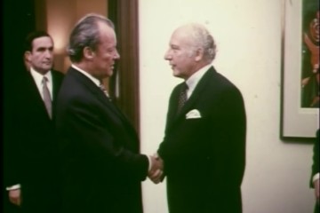 Fotoausschnitt aus einer Sendung des Deutschlandspiegel zum Kanzlerwechsel und zur Bundespräsidentenwahl 1974.