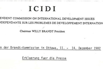 Ausschnitt des Deckblatts einer Presseerklärung vom Treffen der Brandt-Kommission in Ottawa vom 11. bis 14. Dezember 1982