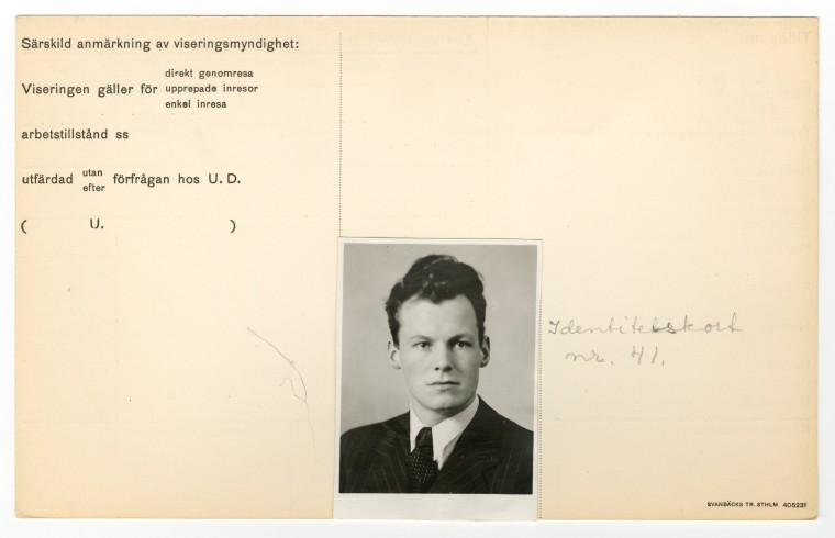 Abbildung des schwedischen Presseausweises von Willy Brandt.